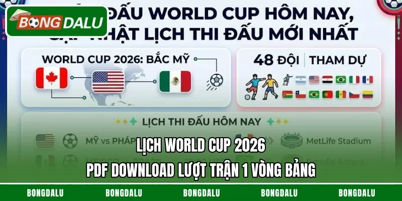 Lịch World Cup 2026 PDF download lượt trận 1 vòng bảng